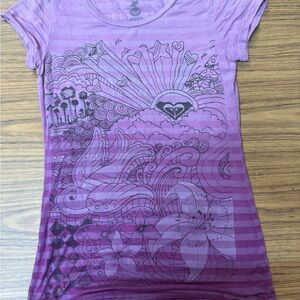 Vintage Roxy Purple Graphic Striped Tee